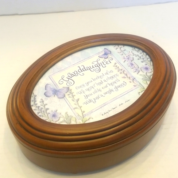 Granddaughter Butterfly Woodgrain Musical Unchained Melody Jewelry Box - Picture 4 of 15